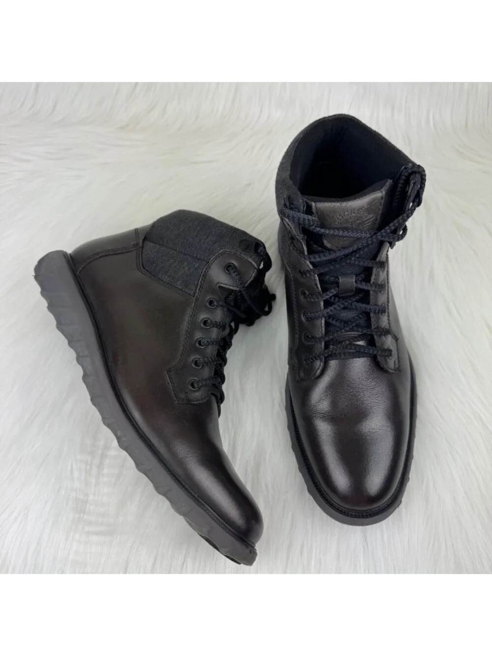 Dockers Lewis Leather Smart Series Boots Men’s 11.5M Lead Casual Comfort Brown